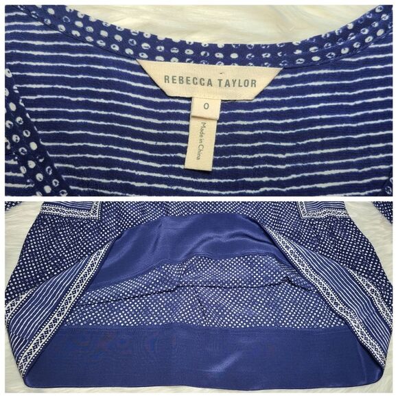 Rebecca Taylor 100% Silk Blue Long Sleeve Blouse, 0 - Picture 3 of 6